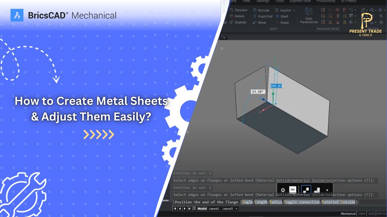 BricsCAD Mechanical: 003 - How to Create a Metal Sheets & Adjust Them Easily? #cad #mechanical
