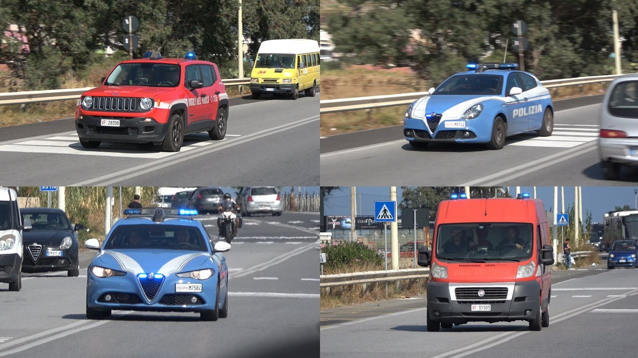 4K - [NEW] Jeep Renegade VVF + Giulietta PDS + Giulia PDS + Fiat Ducato 250 VVF Messina in sirena