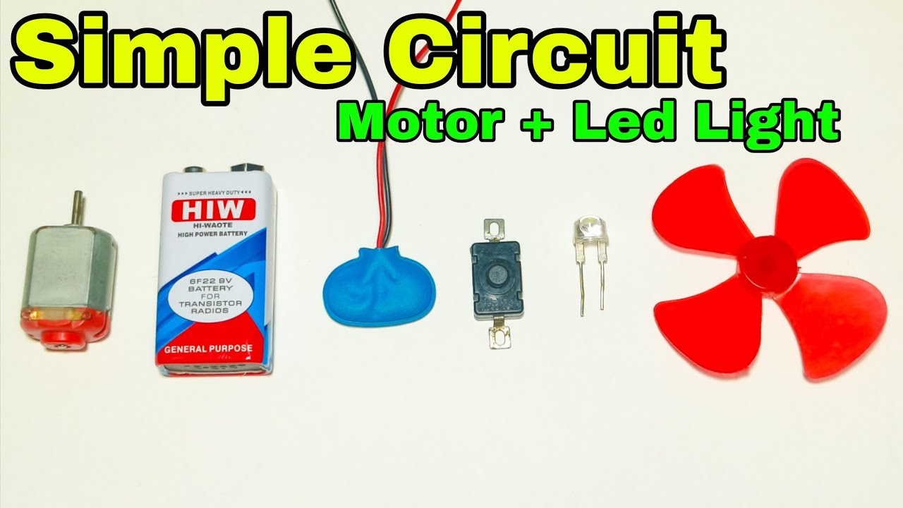 How to connect led Light and dc Motor with 9v battery | Simple circuit