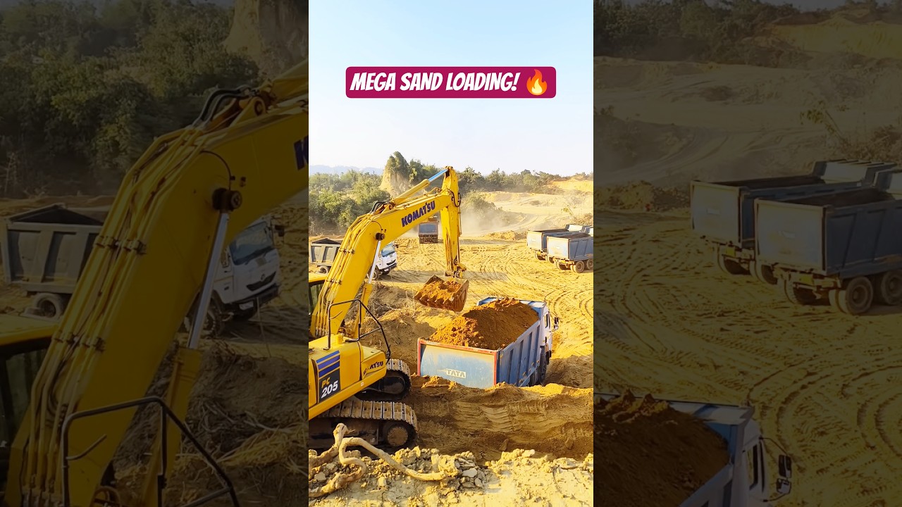 Powerful Komatsu Excavator Loading Tata Dump Truck | Satisfying Sand Loading 🔥 #shorts #jcbtruck