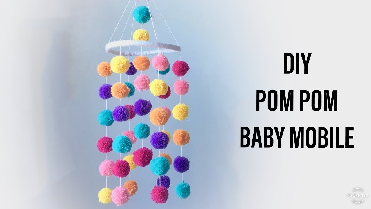 COMO HACER MÓVIL DE POMPONES PARA CUNA DE BEBE