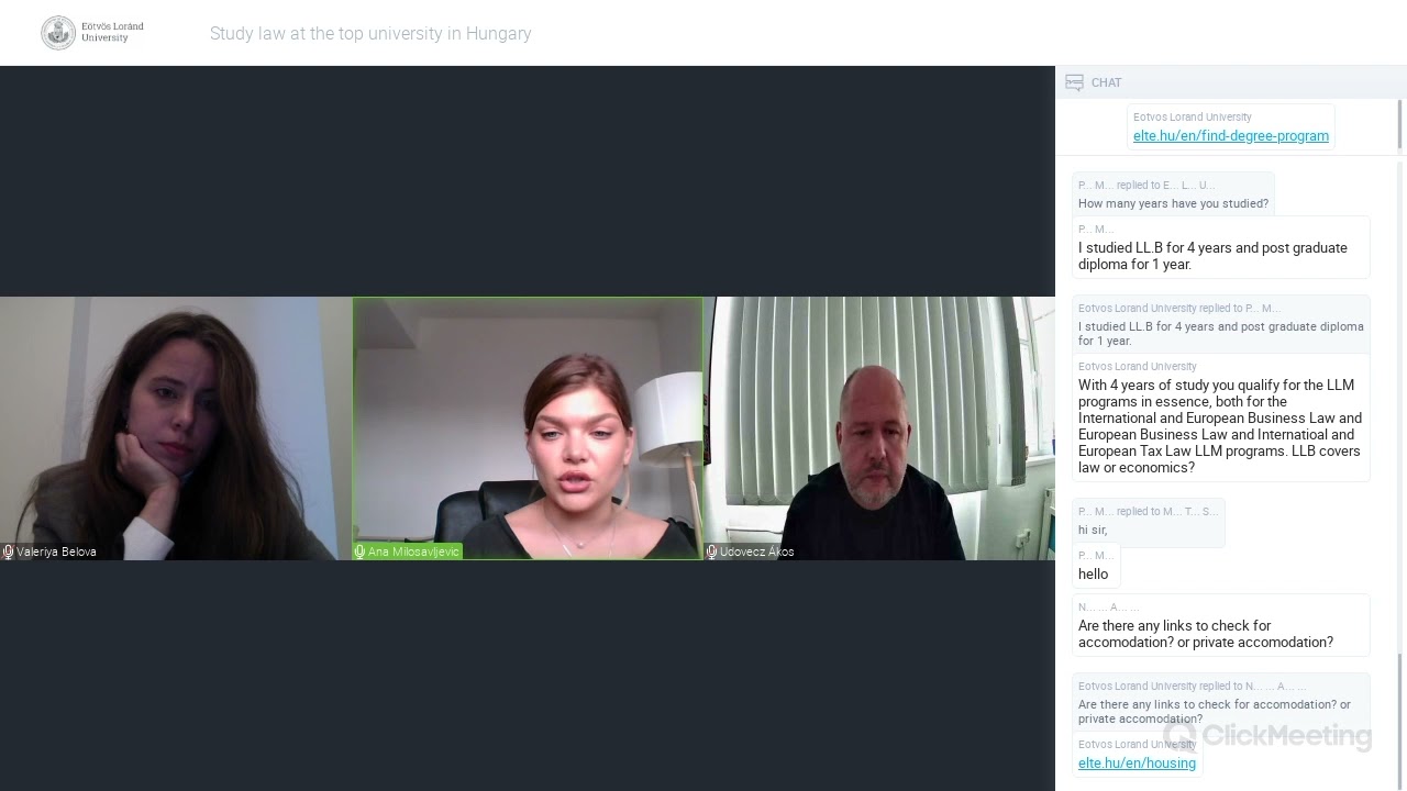 Student talk: International LLM students&rsquo; impressions about the LLM programs in Budapest