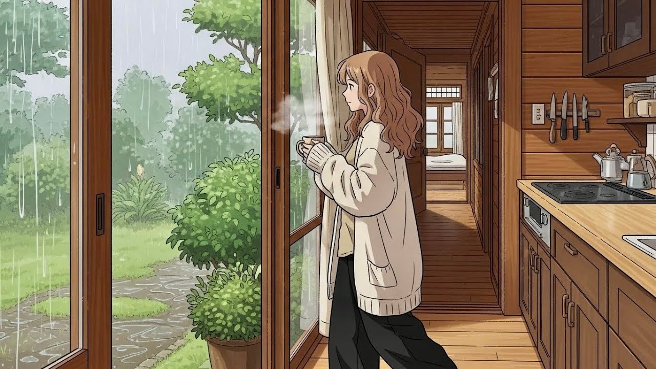 Peaceful Rainy Day in a Cozy House | Relaxing Ghibli-Style Cooking ASMR