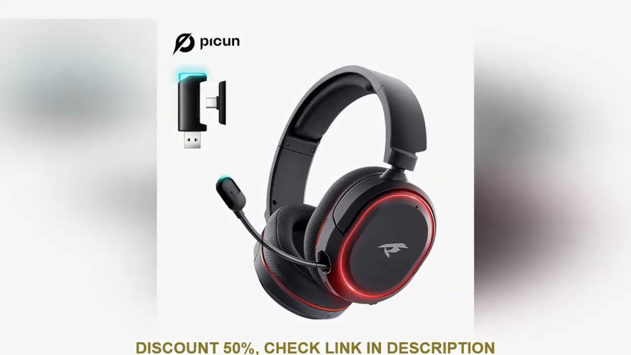 Picun G2 2.4G Wireless Gaming Headset Bluetooth Headphones 5ms Low Latency 7.1 Surround ENC Mic For
