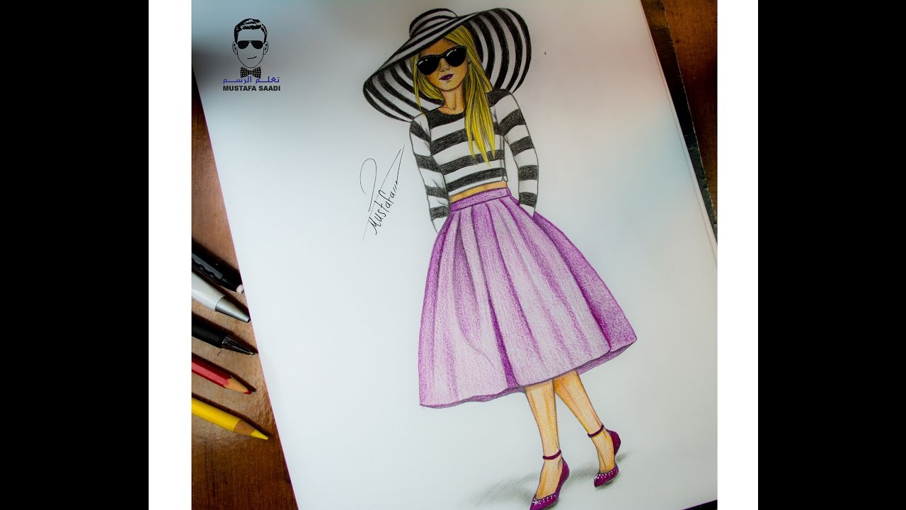تعليم الرسم للملابس والازياء how to draw design and fashion
