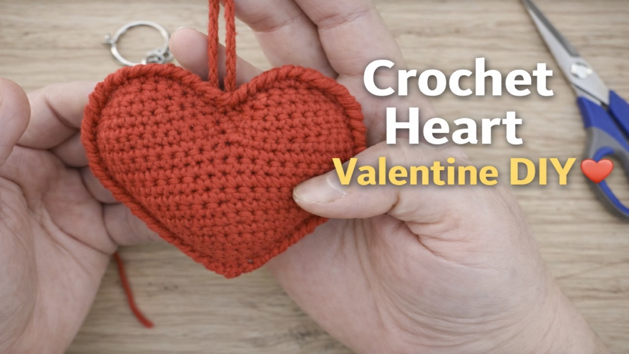 Easy Crochet Heart Keychain 💖 Valentine’s Day DIY