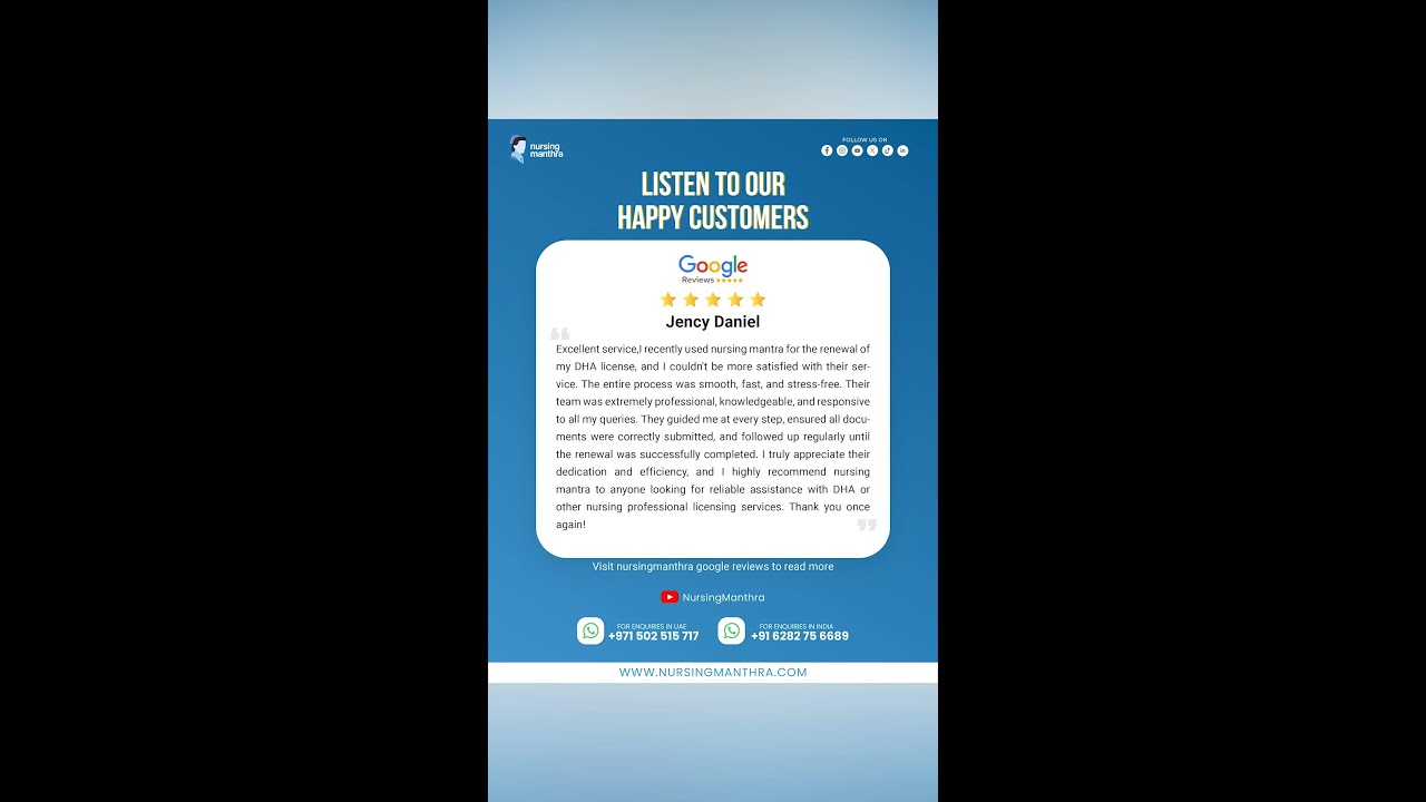 Real Google Review ⭐⭐⭐⭐⭐ | DHA License Renewal Made Easy with Nursing Manthra