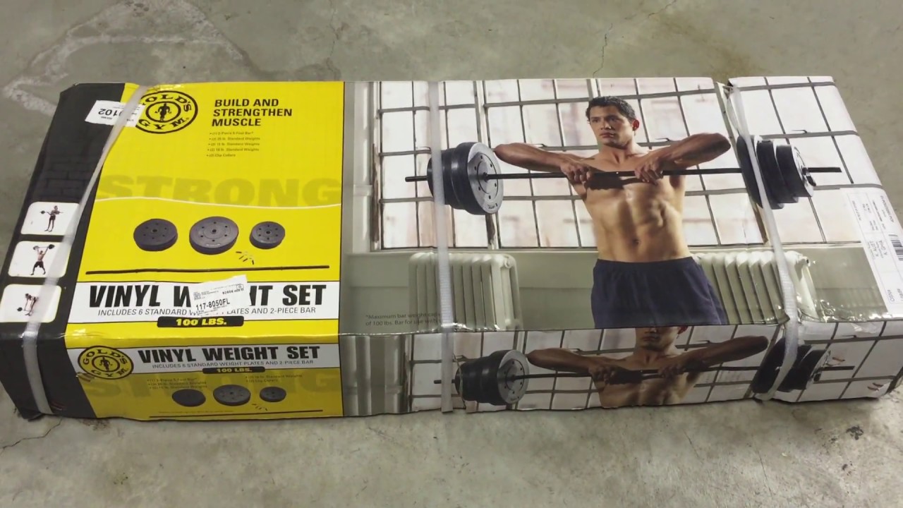 Gold's Gym Vinyl Weight Set, 100 lbs (unboxing and setup)