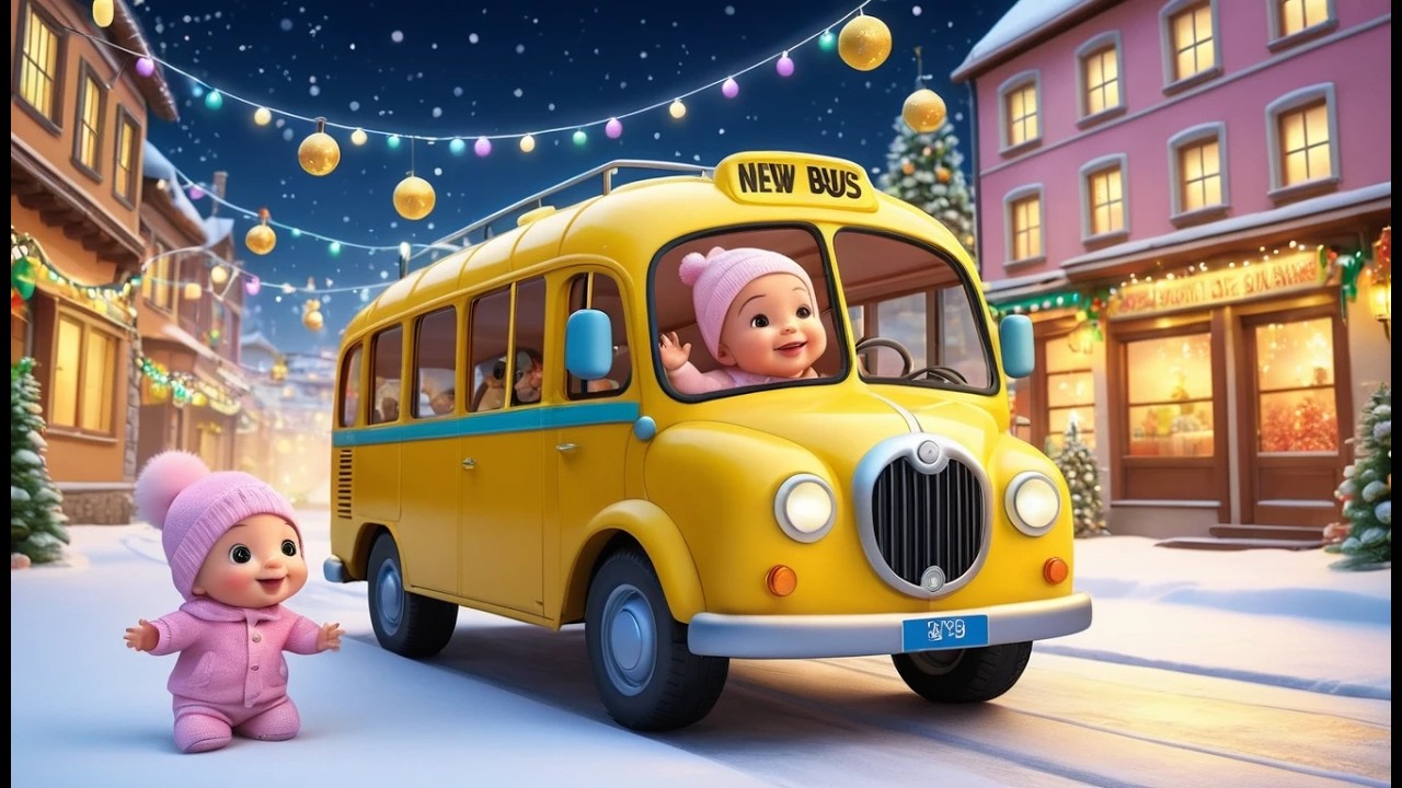 Yellow Bus New Year Light Show | Happy New Year Bus Song for Toddlers