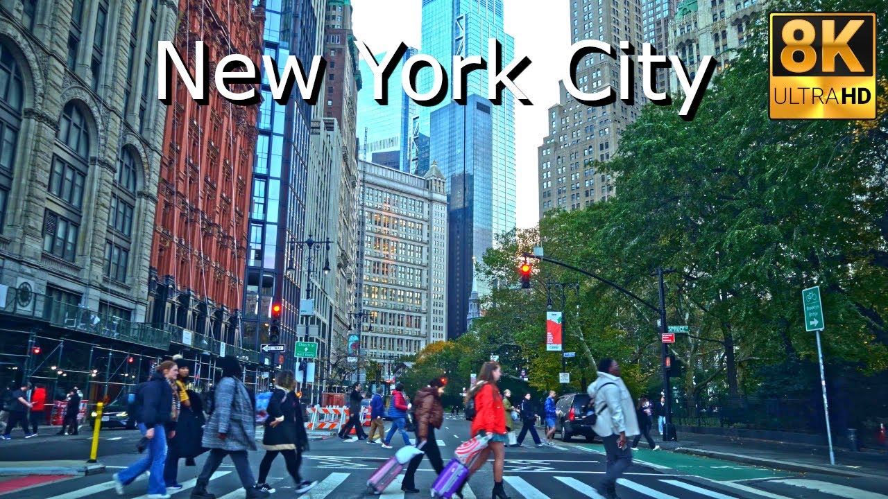 New York in 8K Ultra HD - Driving Downtown Manhattan At Golden Hour