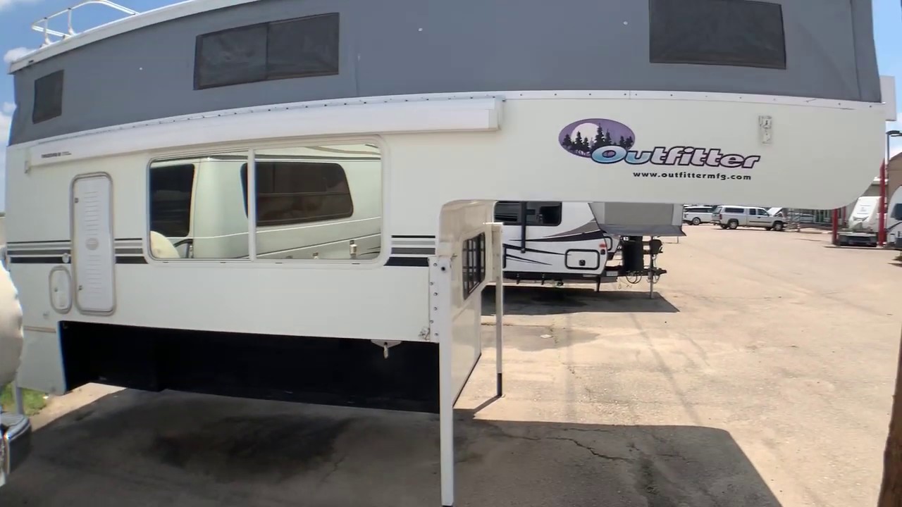 Long bed truck camper with A/C and full bath! Spacious!  Great shape!Local build!
