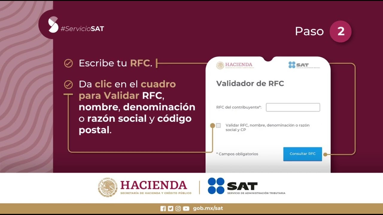 V&aacute;lida tus datos en el portal del SAT para emitir tus facturas