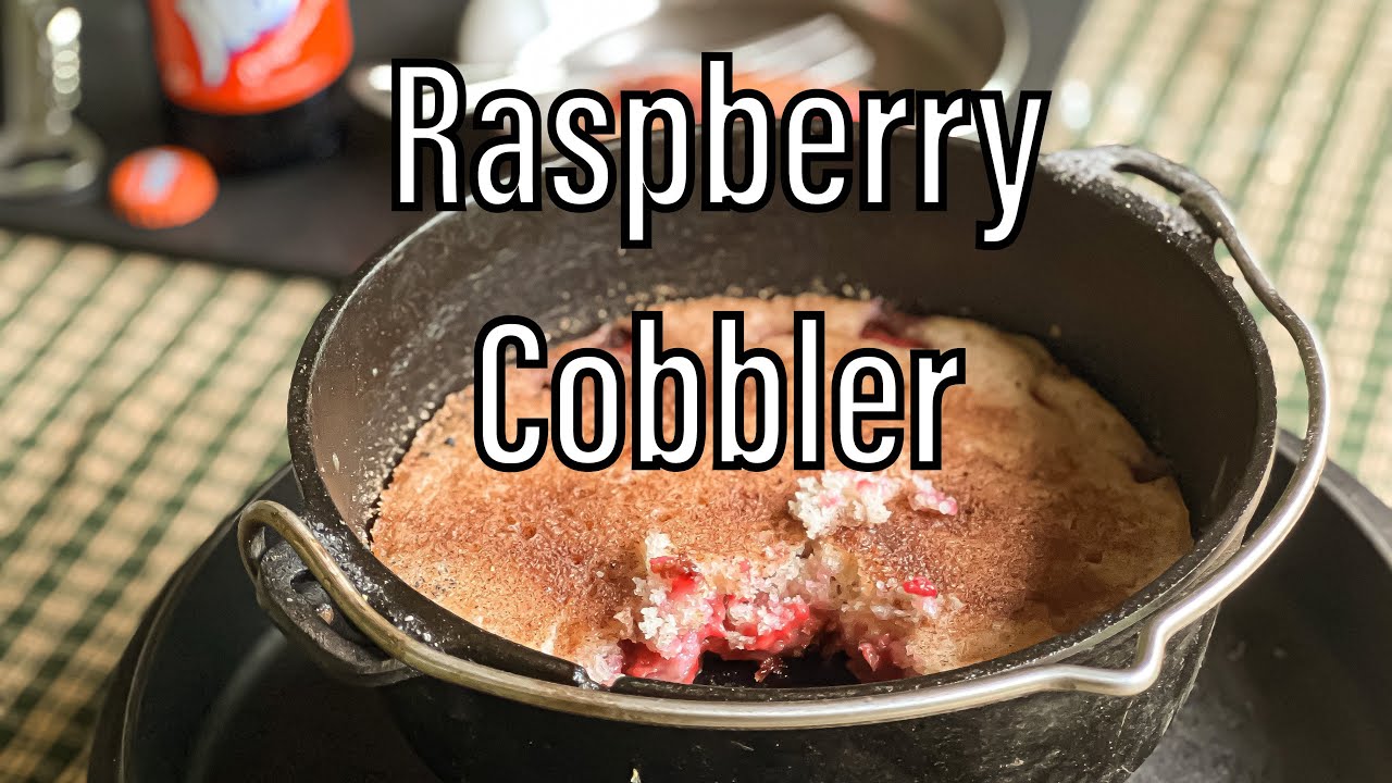 Raspberry Cobbler in a Camp Oven