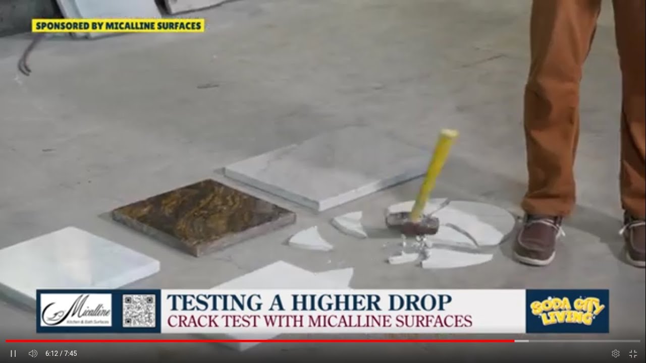 Impact test on Granite, Marble, Kornerstone, Quartz and Quartzite