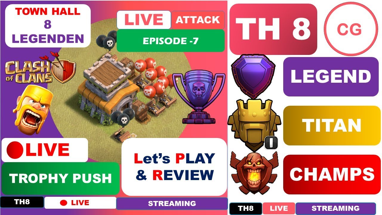 🔴 [Hindi] COC Live TH8 Push to Titan 🏆 - Clash of Clans Live