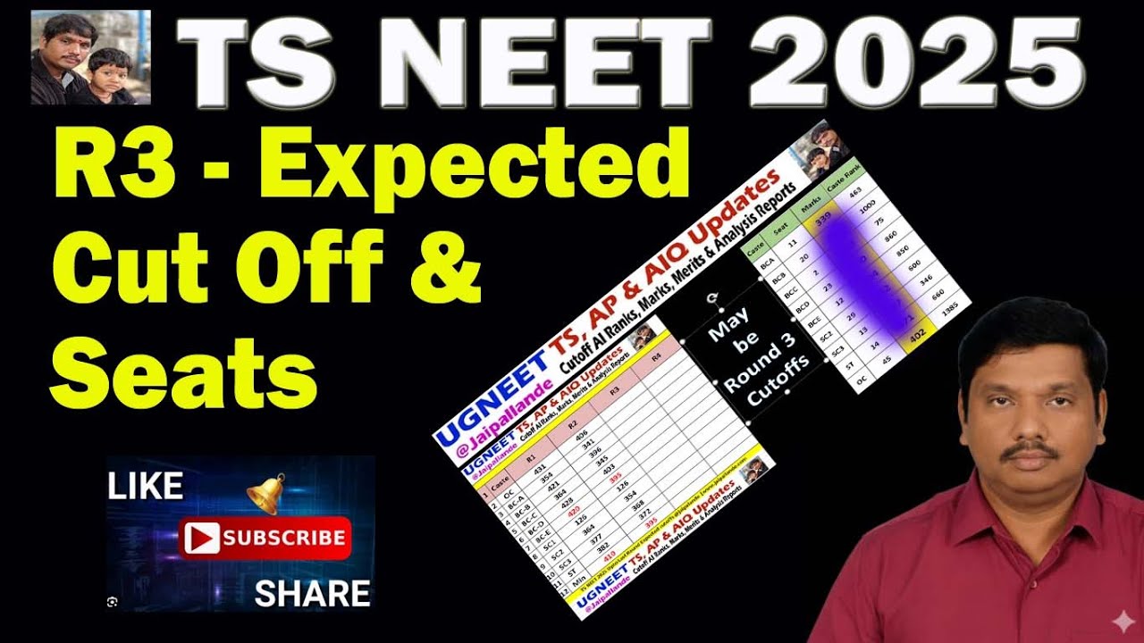 TS NEET 2025 R3 - Expected Cut Off & Seats  BCD 850 CASTE RANK & 401 Cutoff
