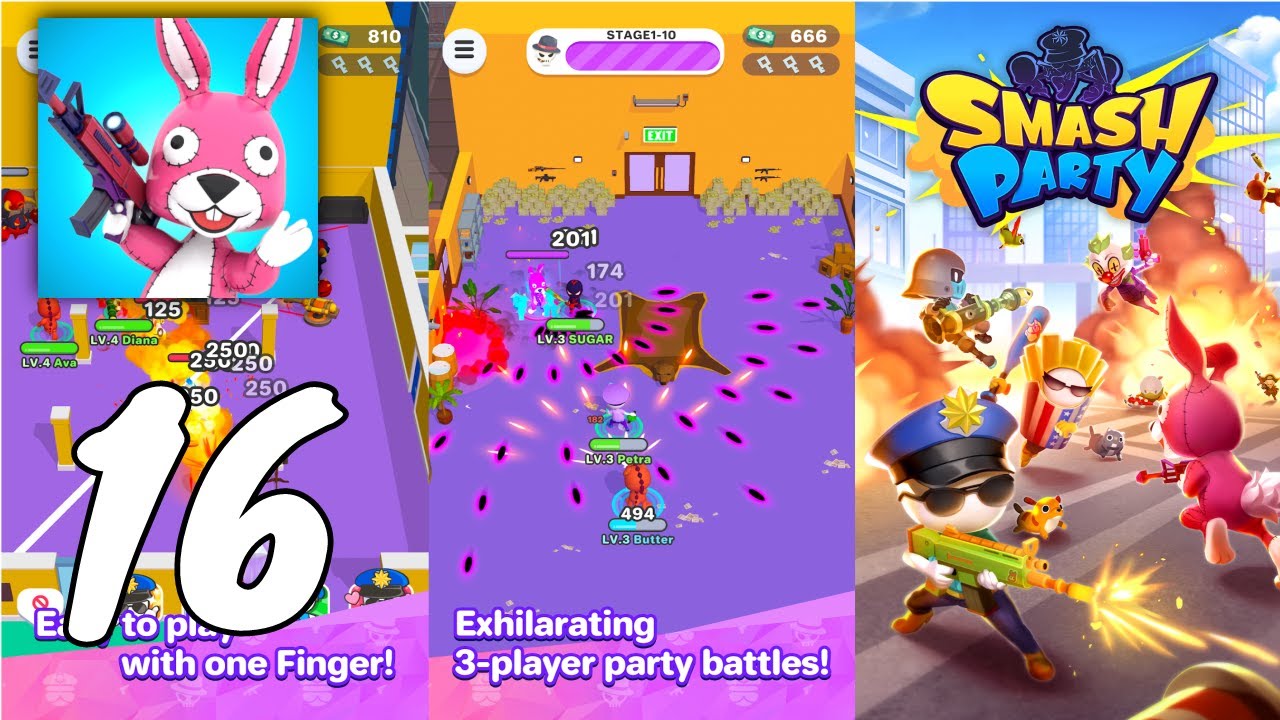 Smash Party - Hero Action Game Gameplay Walkthrough #16 Rank 43 ~ 44 (Android, IOS)