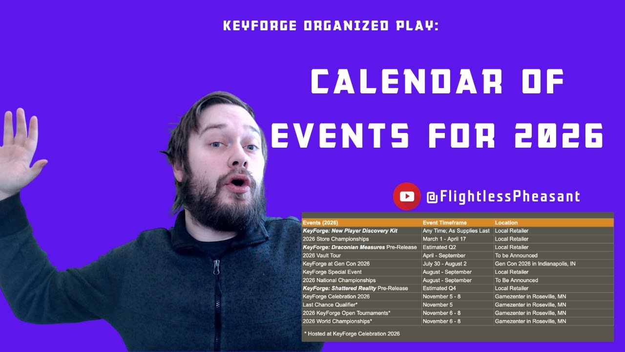 Keyforge Organized Play Calendar of Events for 2026