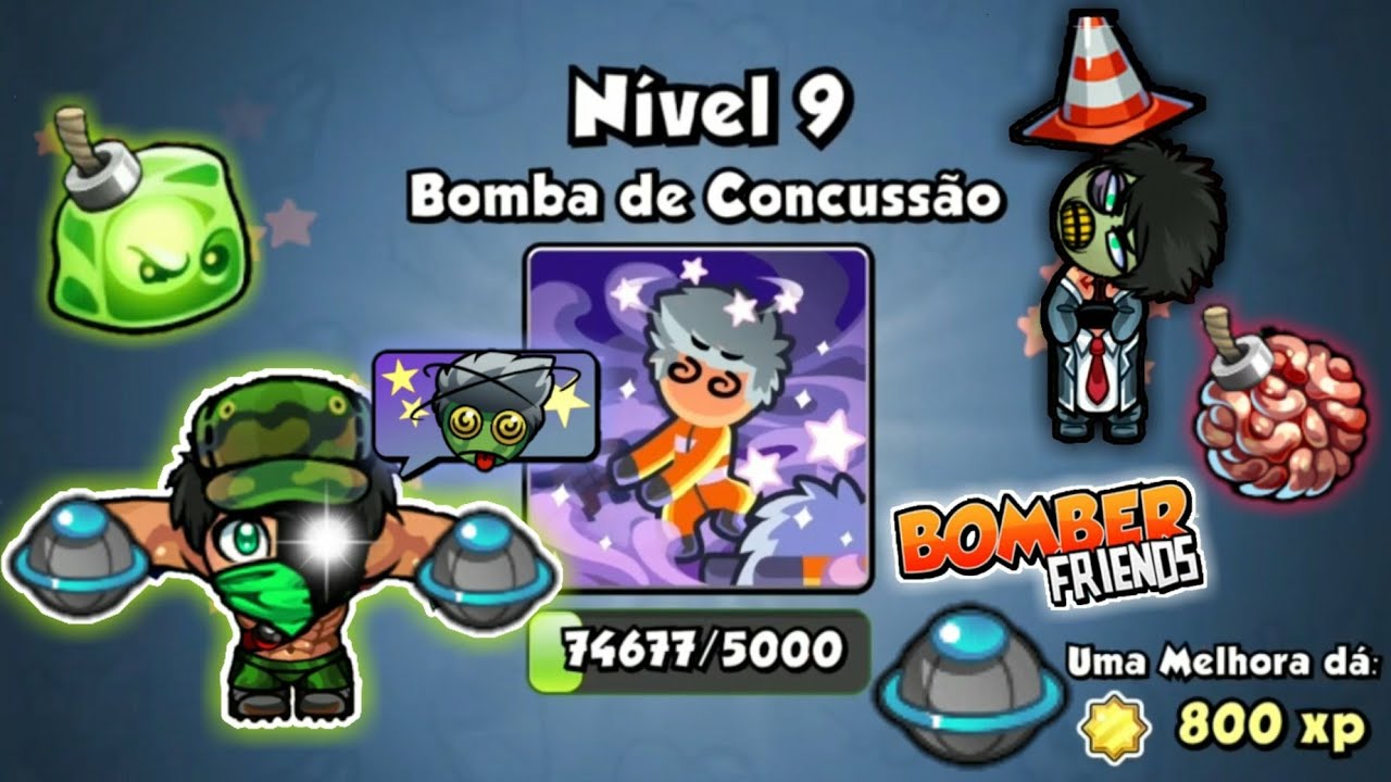 Upei a Bomba de Concussão (Tonta) pro nível máximo | Bomber Friends
