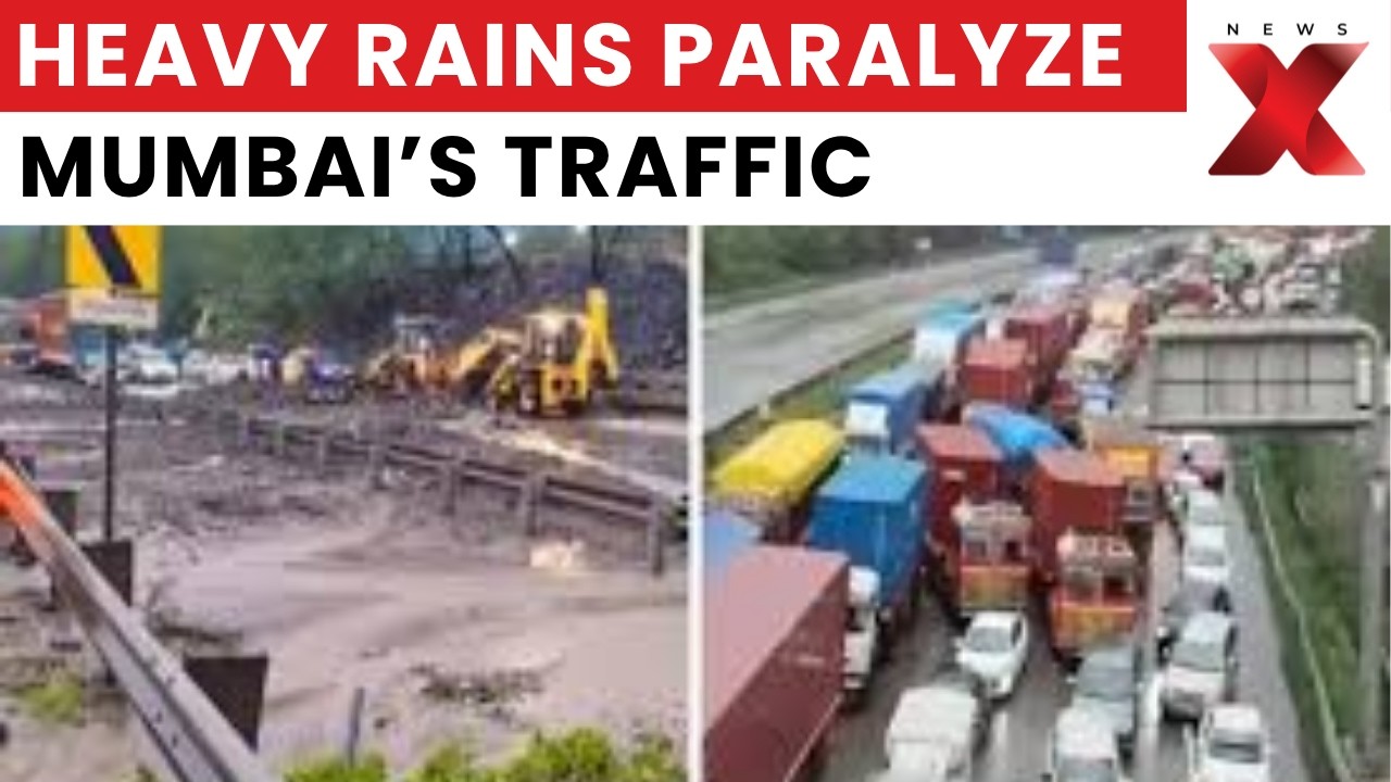 Pune-Mumbai Monsoon Fury: Viral Visuals Show Endless Traffic Queues After Rain Trigger Landslide