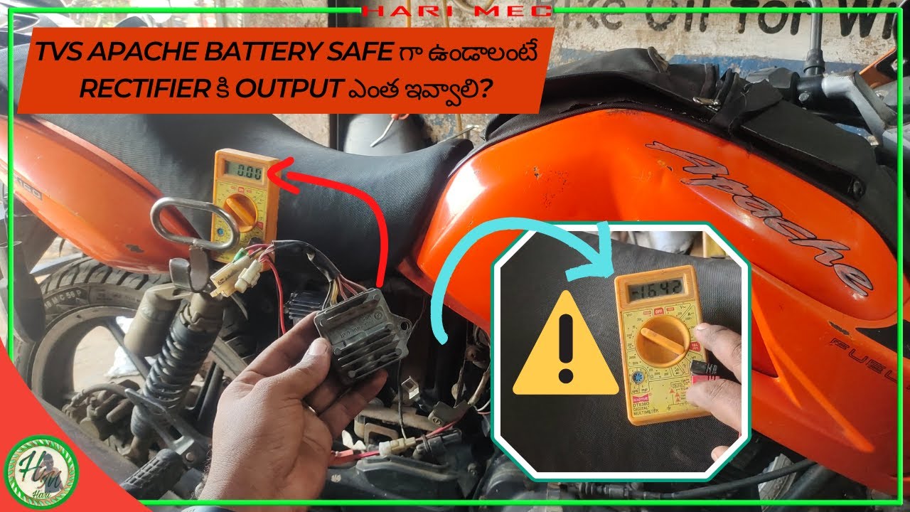 TVS Apache Battery Rectifier Testing In Telugu||Hari Mec