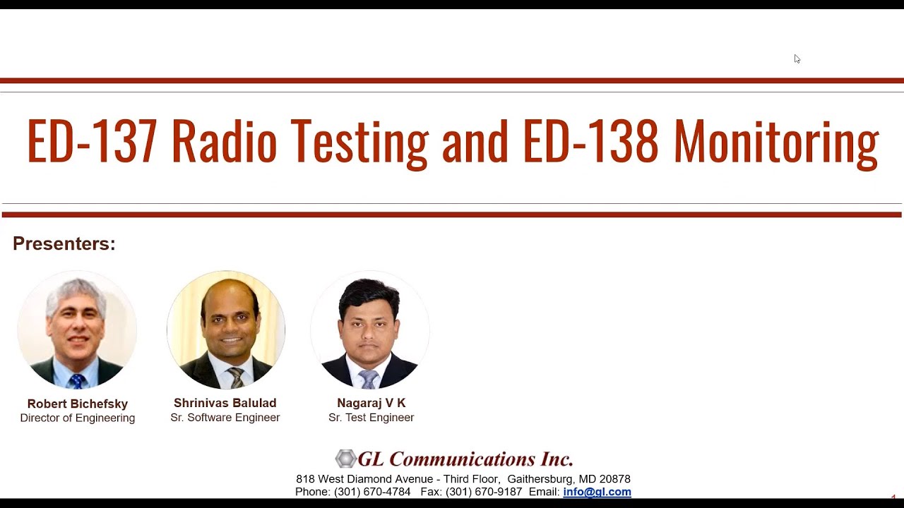 ED 137 Radio Testing and ED 138 Monitoring