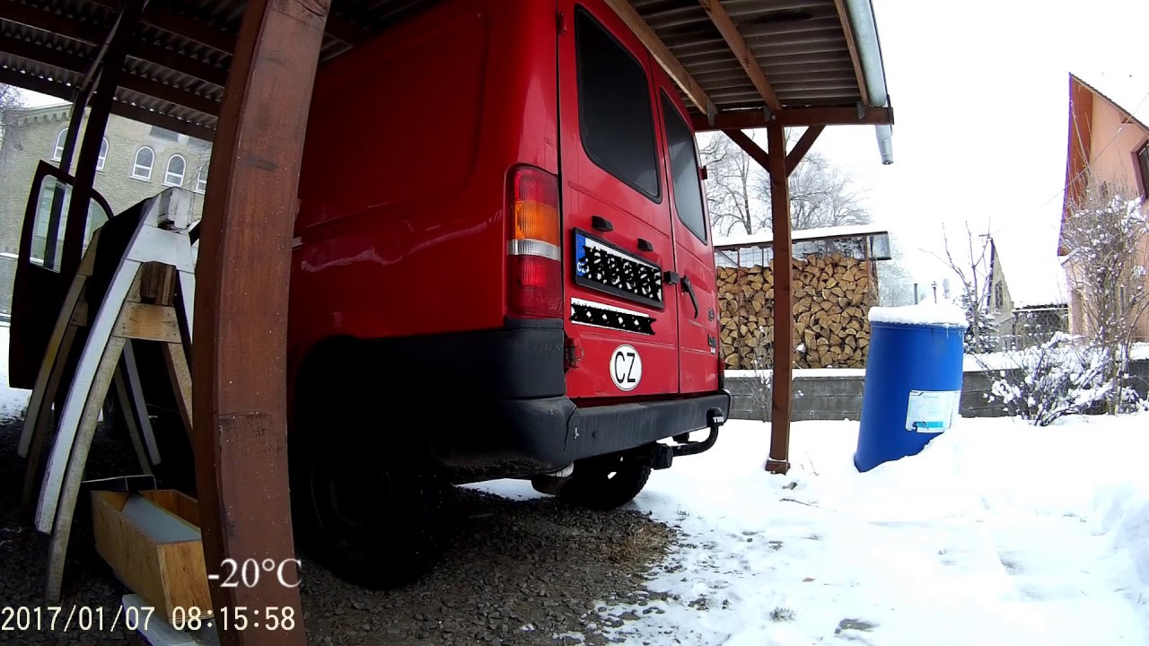 Bardzo długi zimny start -20&deg;C, stary diesel Ford 1.8D, 44kW