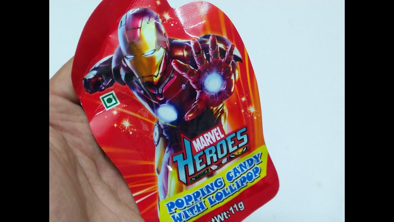 Marvel Heroes Iron Man Popping Candy With Lollipop