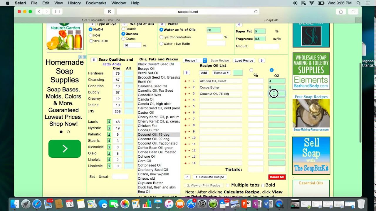 How to use  the Soap Calc Lye calculator
