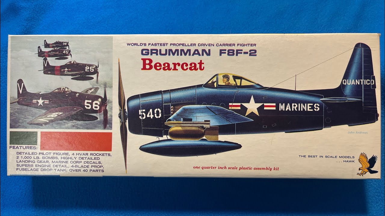 Hawk 1967 Grumman F8F-2 Bearcat Vintage Model Airplane Kit Review Unboxing 