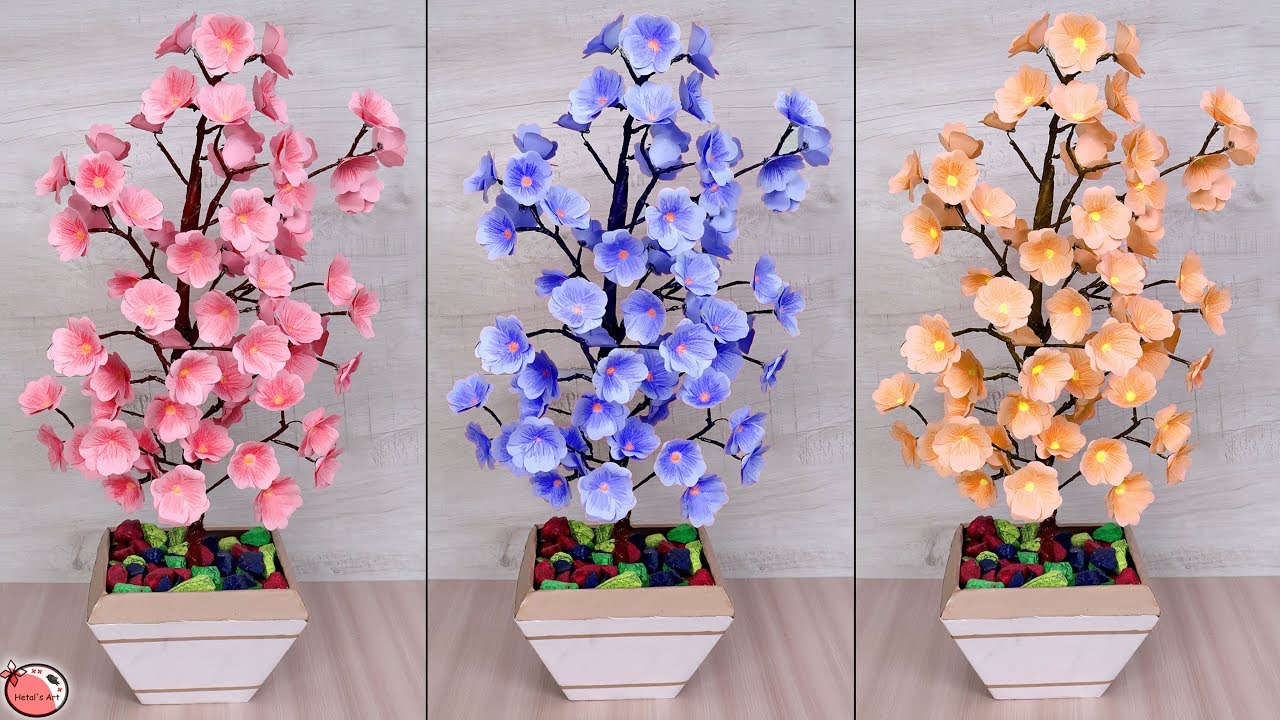 WOW !! DIY Paper Flowers Craft || How to Make Flower Pot Using Paper