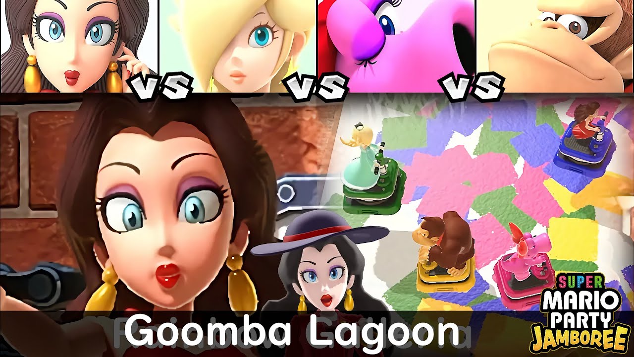 Super Mario Party Jamboree Pauline vs Rosalina vs Birdo vs Donkey Kong in Goomba Lagoon
