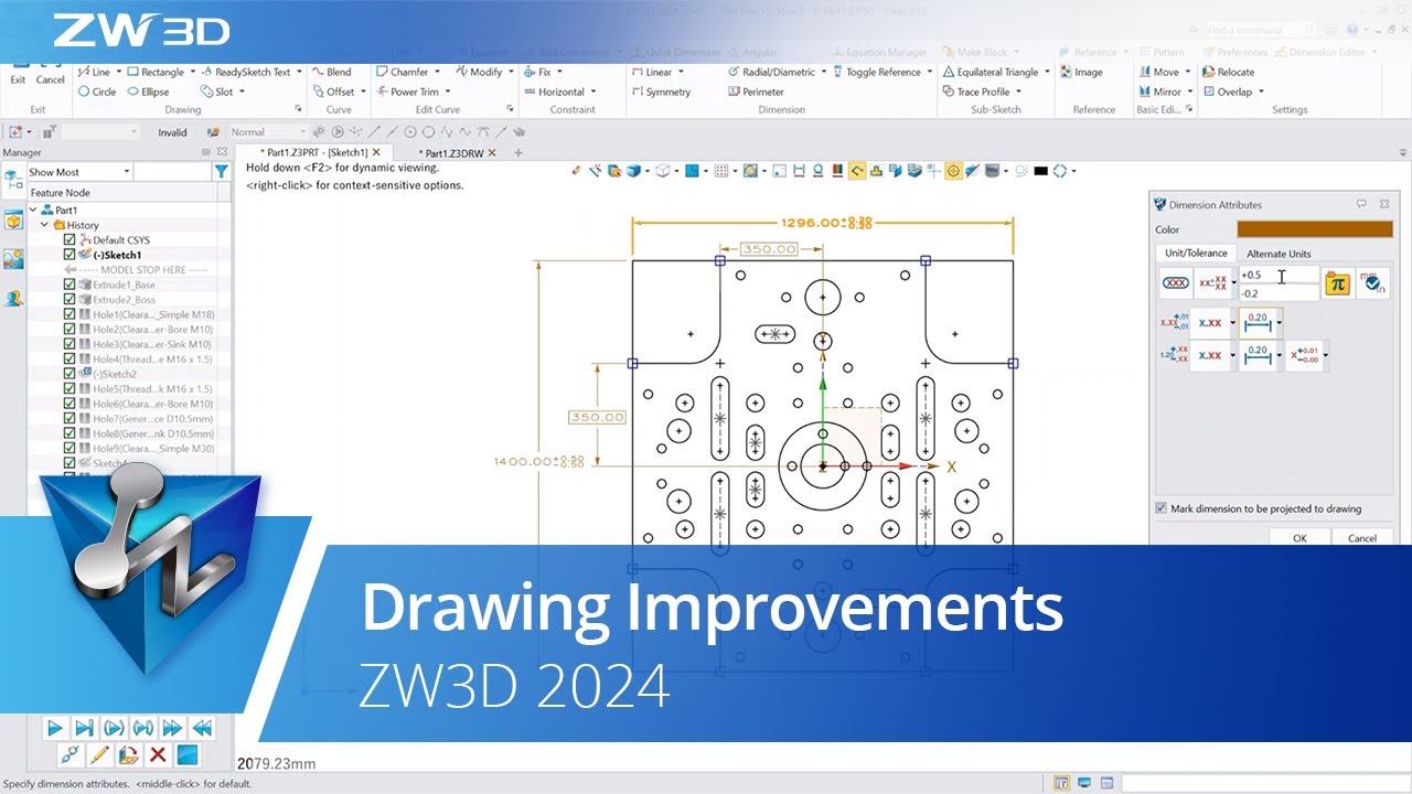 ZW3D 2024 (CAD) : Drawing improvements
