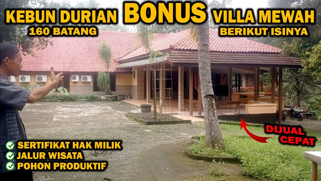 Dijual Kebun Durian 160 Batang BONUS Villa Mewah | 2,3 Ha | ABAH PROPERTI