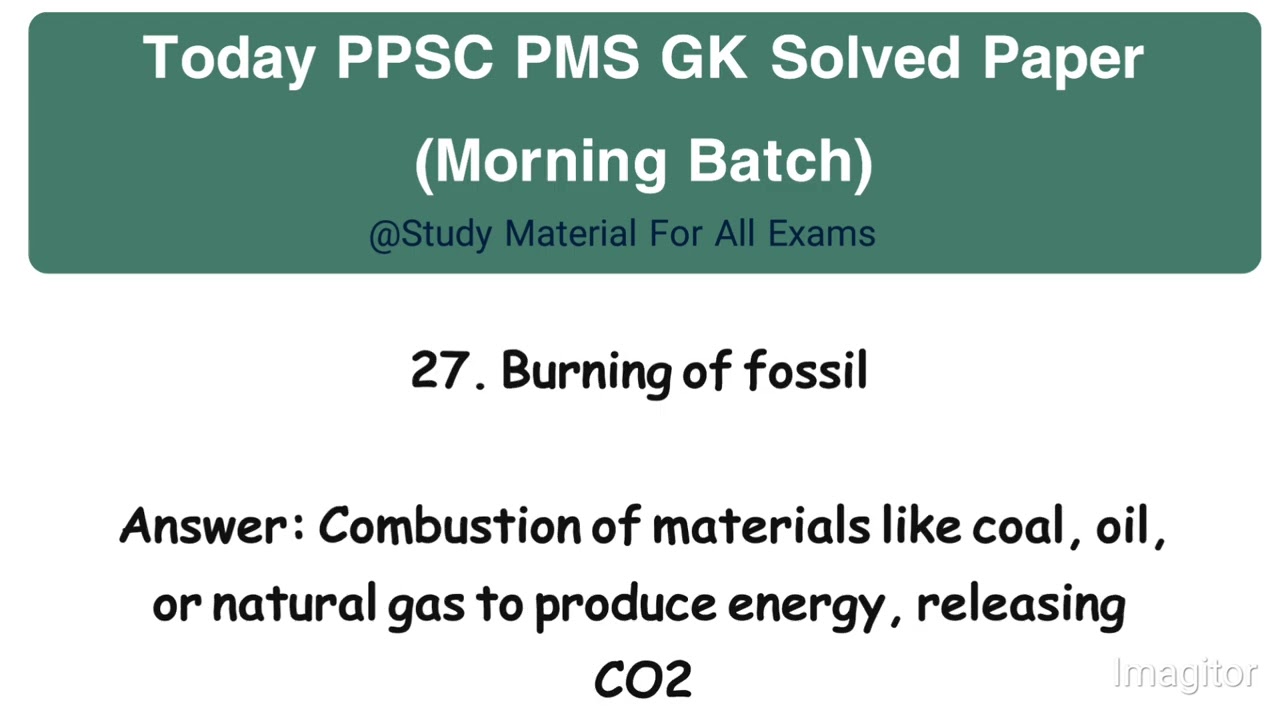 Today PPSC PMS GK Solved Paper (Morning Batch)Part -2