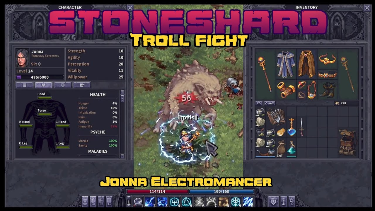Jonna Electromancer vs The Troll - Stoneshard - Patch 0.9.1.19