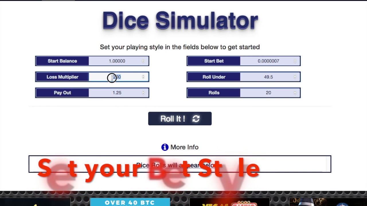 Bitcoin Gambling - Dice Game Simulator - WIN BIG*