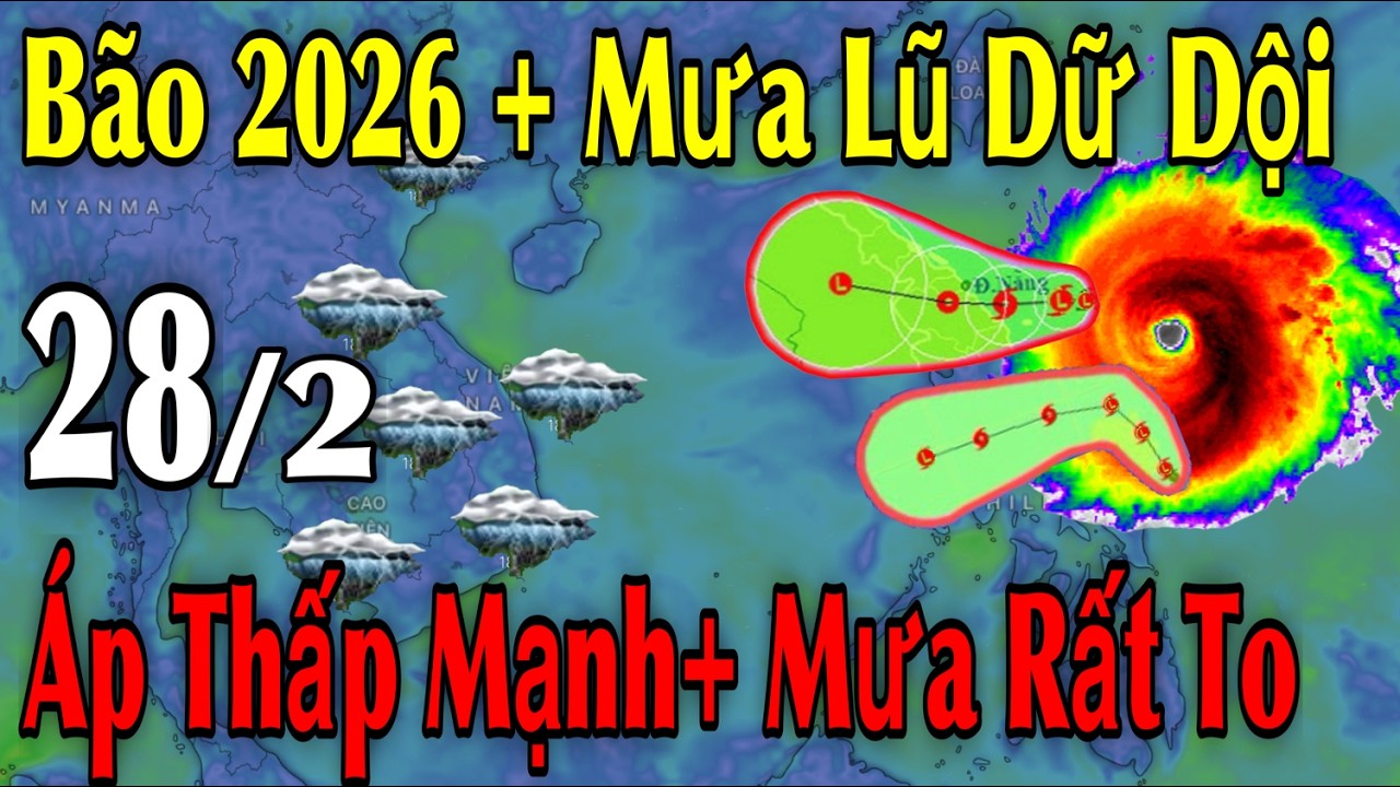 Bão 2026 Mưa Lũ Dữ Dội Áp Thấp Mạnh Mưa Rất To | Dự Báo thời tiết ngày 28/2 | thời tiết 10 Ngày Tới