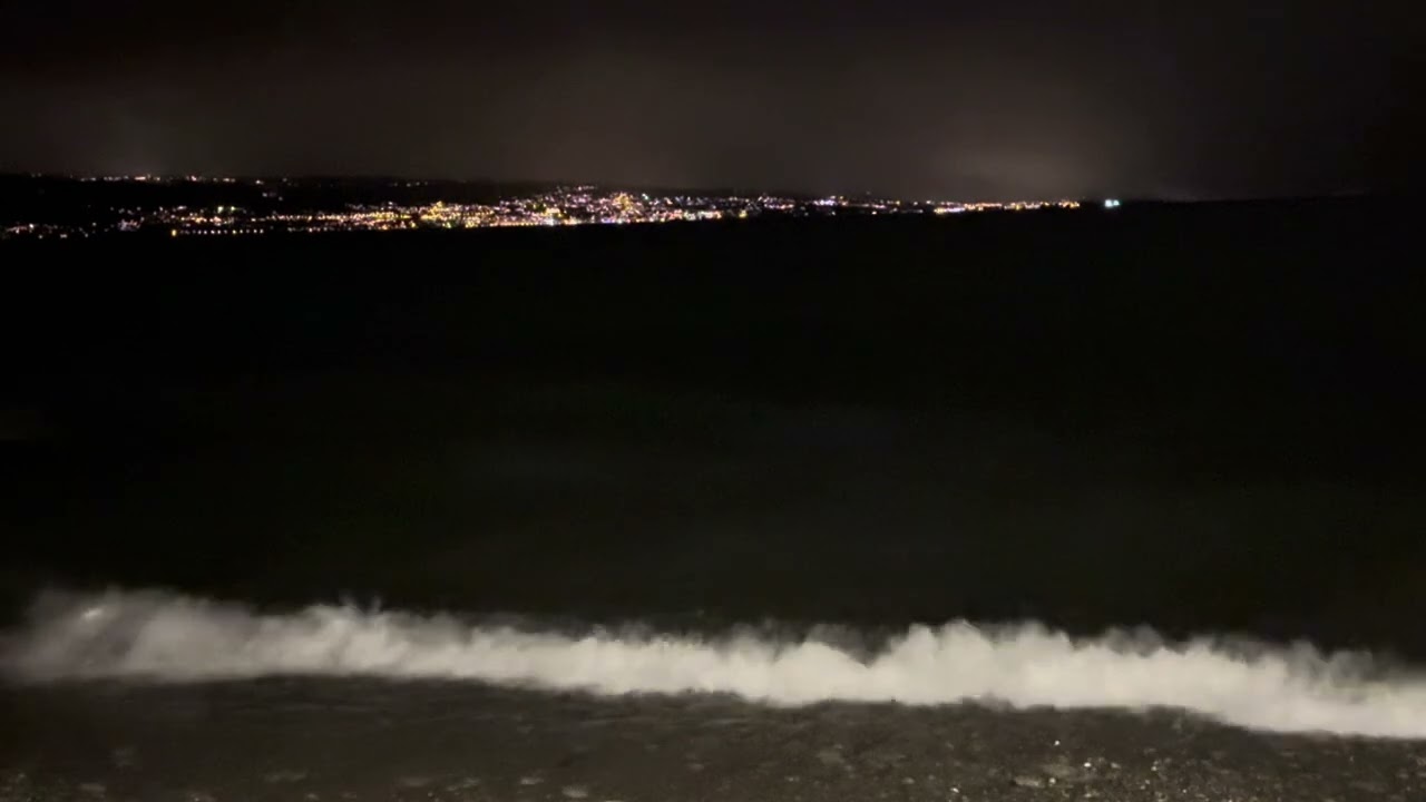 Relaxing Waves at Night | Snowy Winter Ambience & Water Sounds
