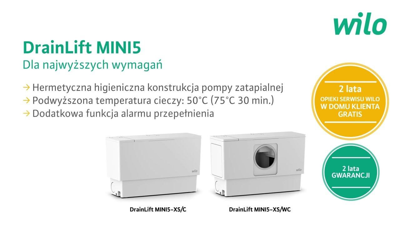 Pompownie Wilo-DrainLift MINI3/5 kompaktowe przydomowe do ściek&oacute;w bytowych.