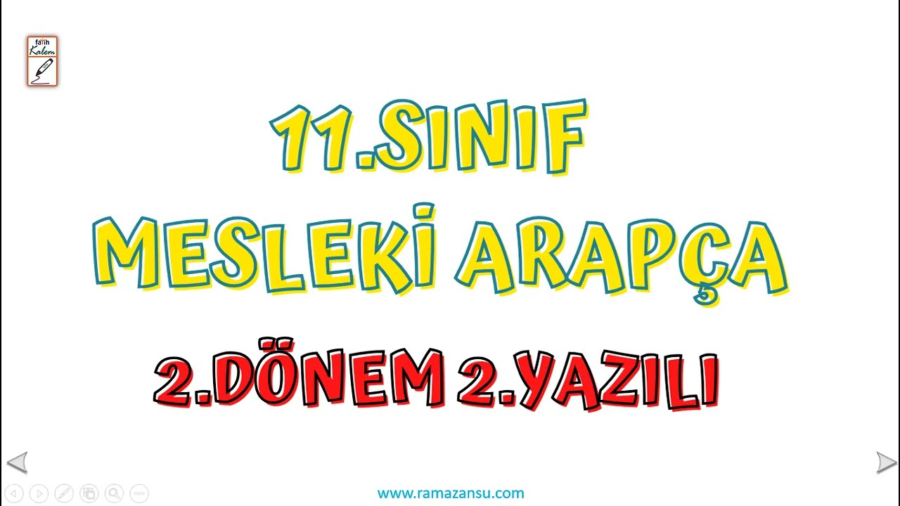 11.Sınıf Mesleki Arapça 2.Dönem 2.Yazılı