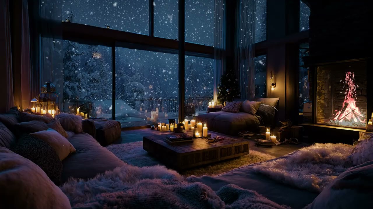 Firelight Moving Slowly with the Rhythm of Winter Wind 🔥🌬️🌨️