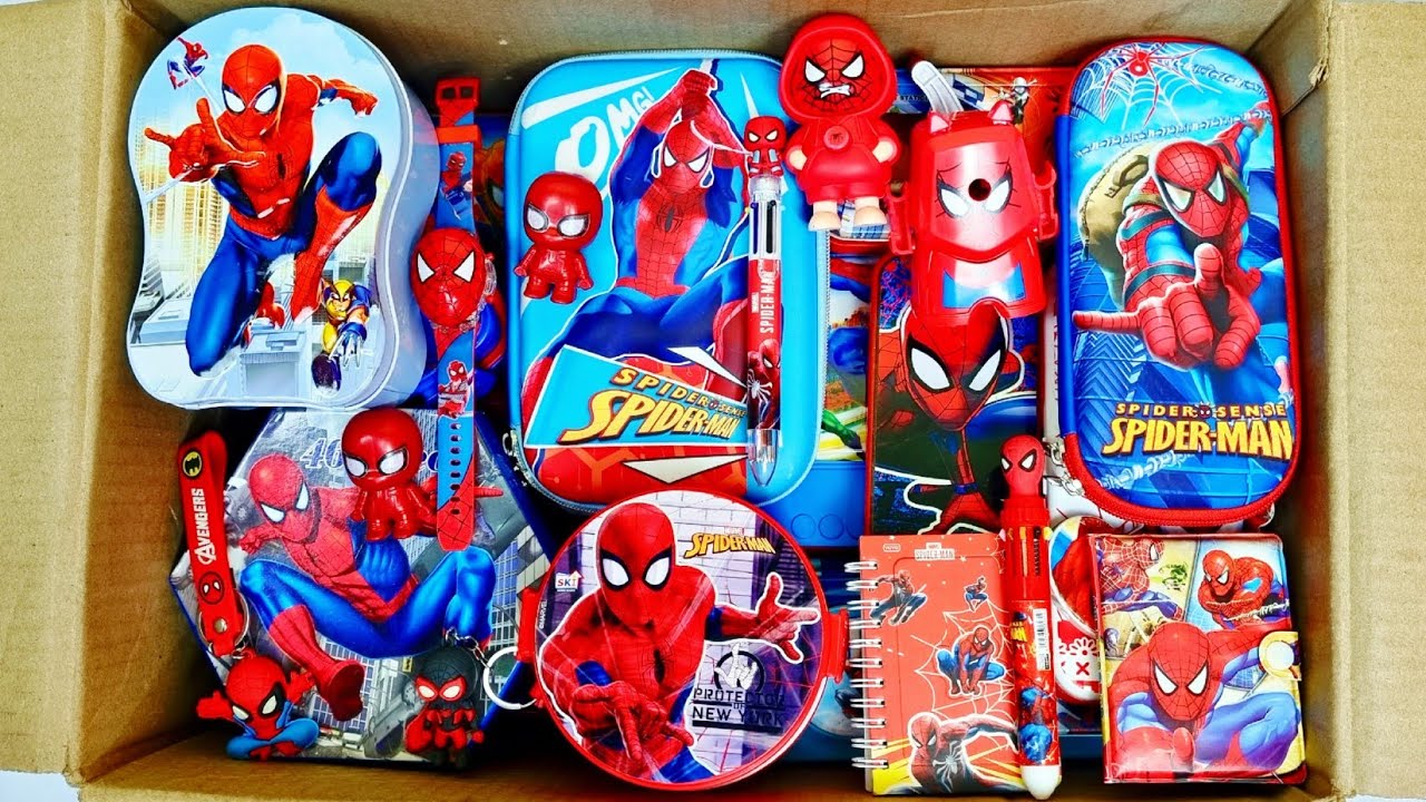 Unboxing Classic Red Stationery, Pencil Box, Lunchbox, Watch, Sharpener, Coin bank, Geometry, Eraser