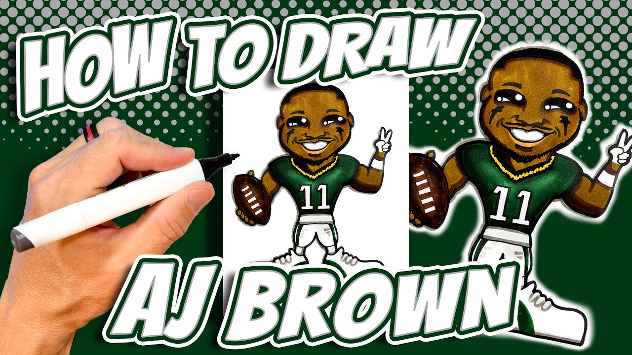 How to Draw AJ Brown for Kids - Philadelphia Eagles Football
