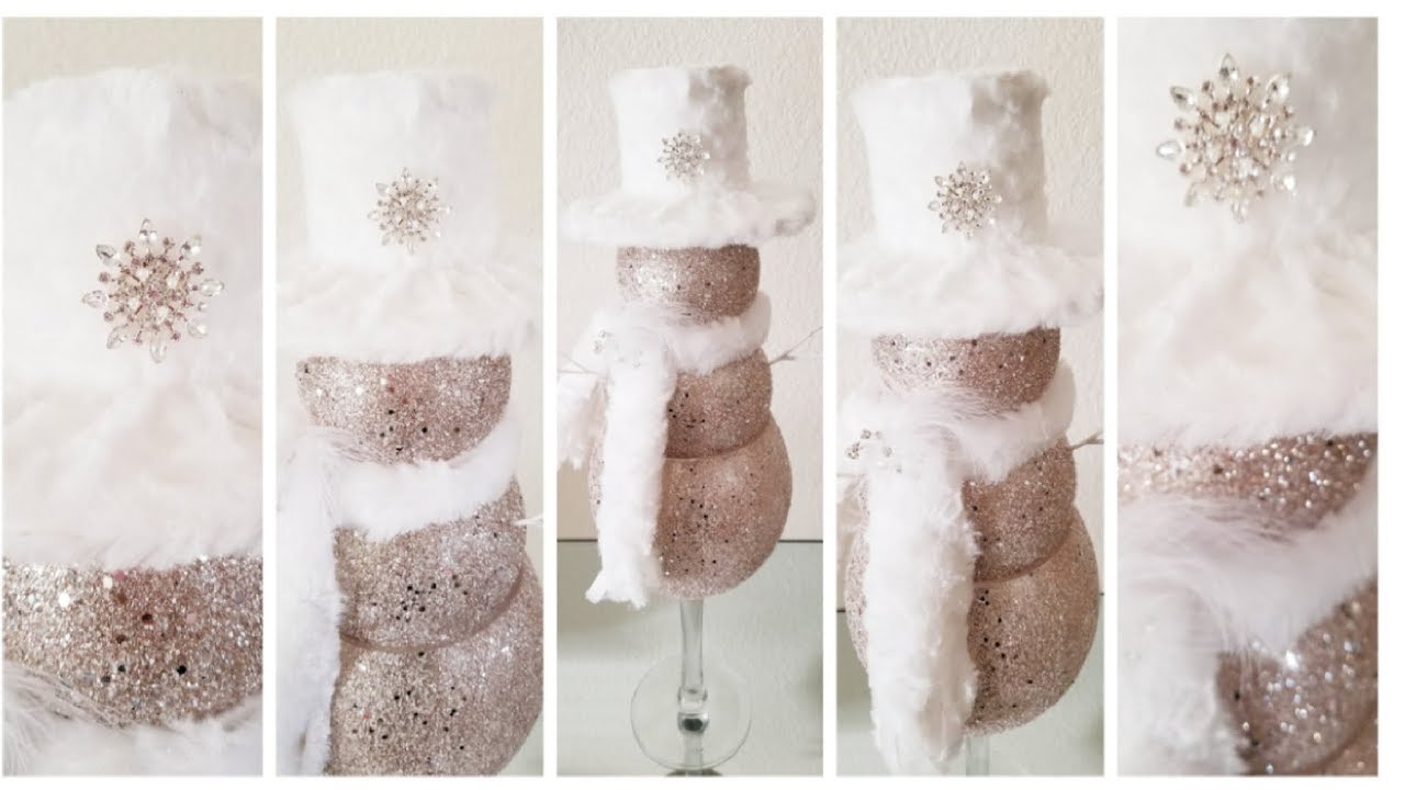 DIY | BLING & GLAM SNOWMAN | MADE FROM A GIANT WINE GLASS | INEXPENSIVE CREATIVE DIY