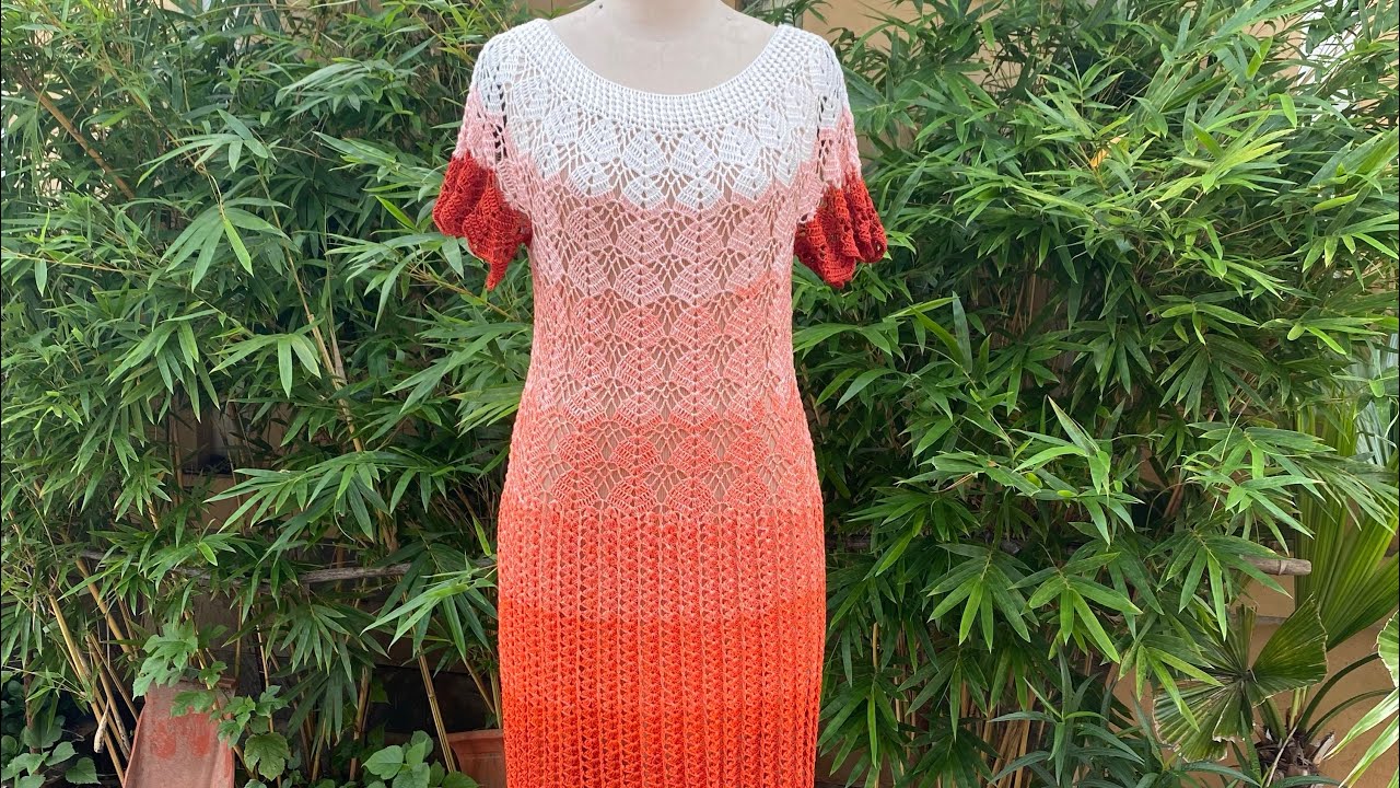 A vintage crochet long dress/ Móc một chiếc váy dáng dài cổ điển