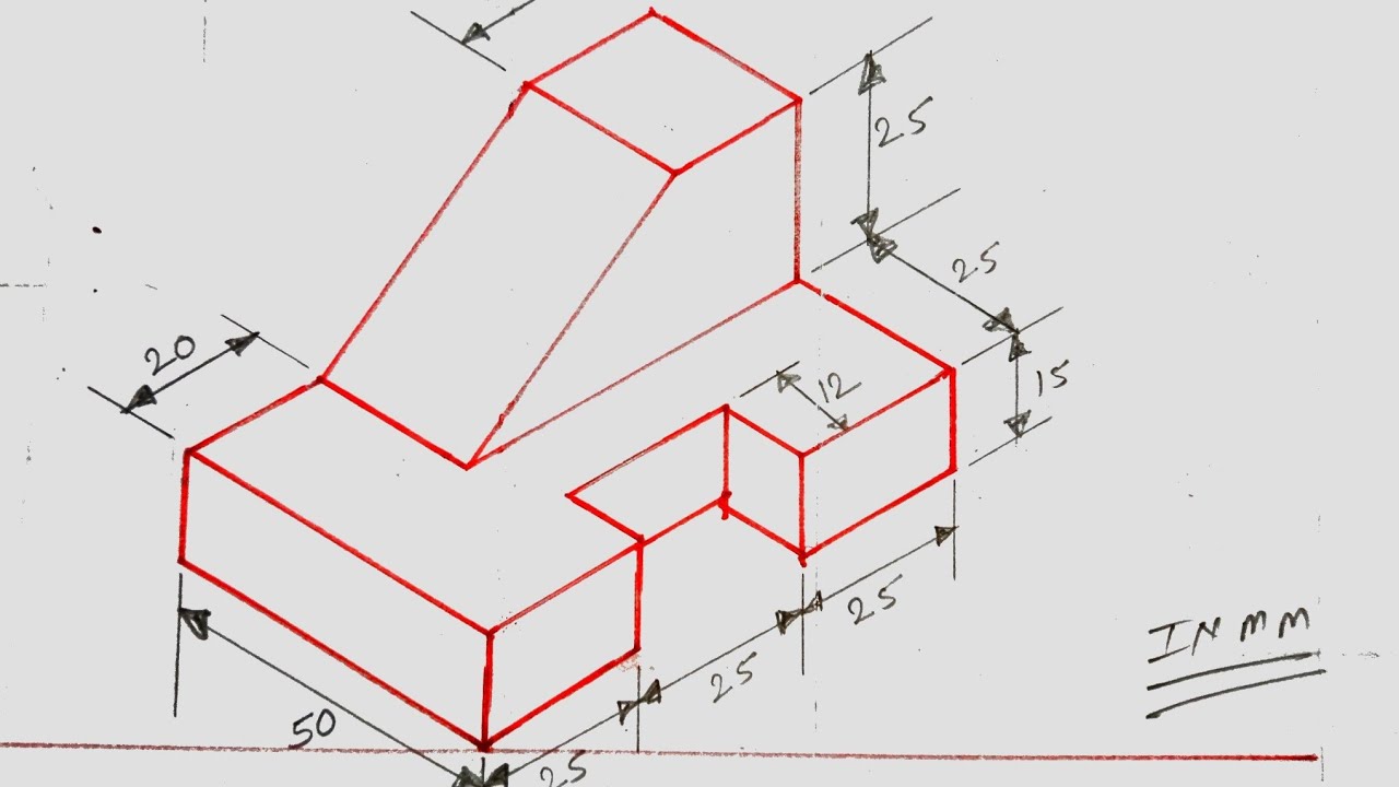 ✏️Draw Isometric Projection step by step 📐📏