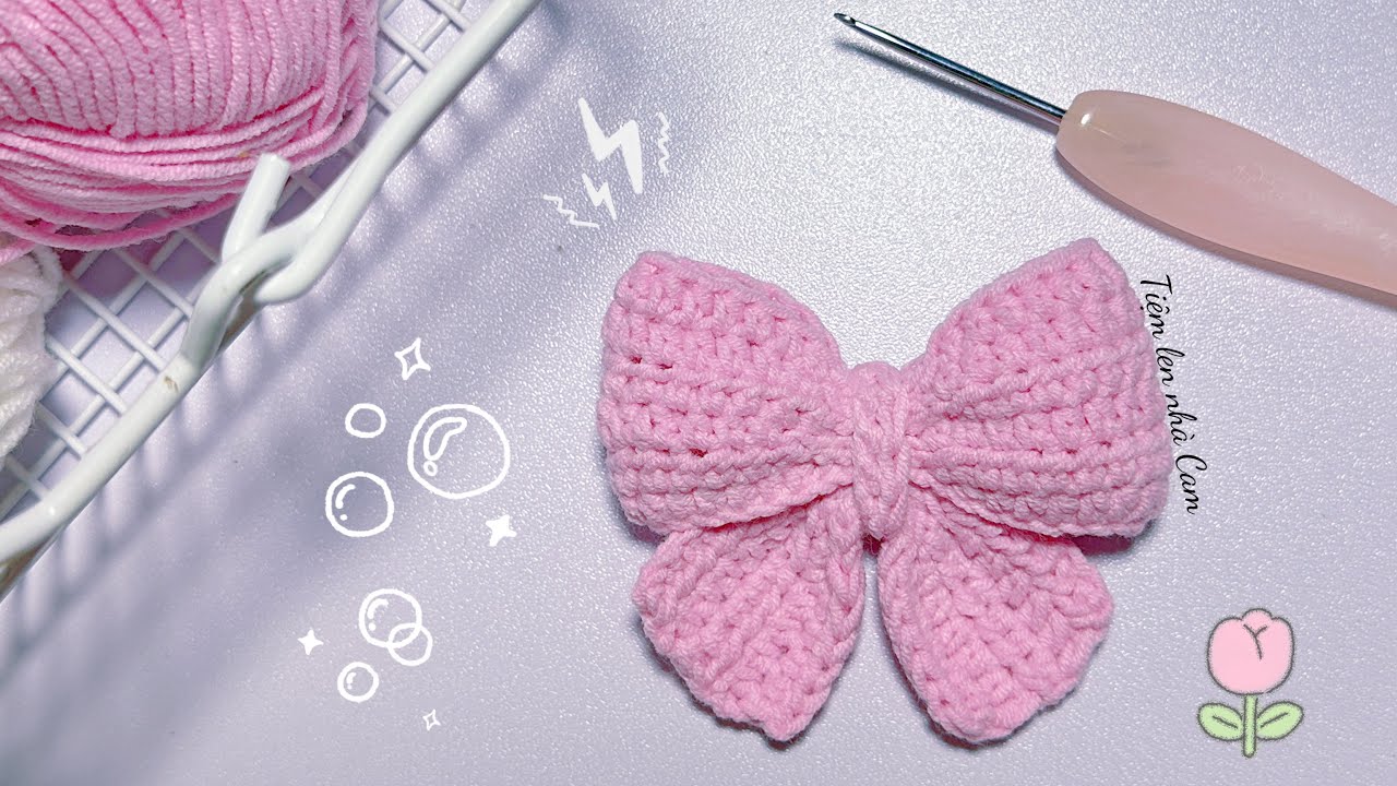 74/ Crochet bow keychain 🎀/ Làm móc khoá hình chiếc nơ xinh xắn🎀🎀