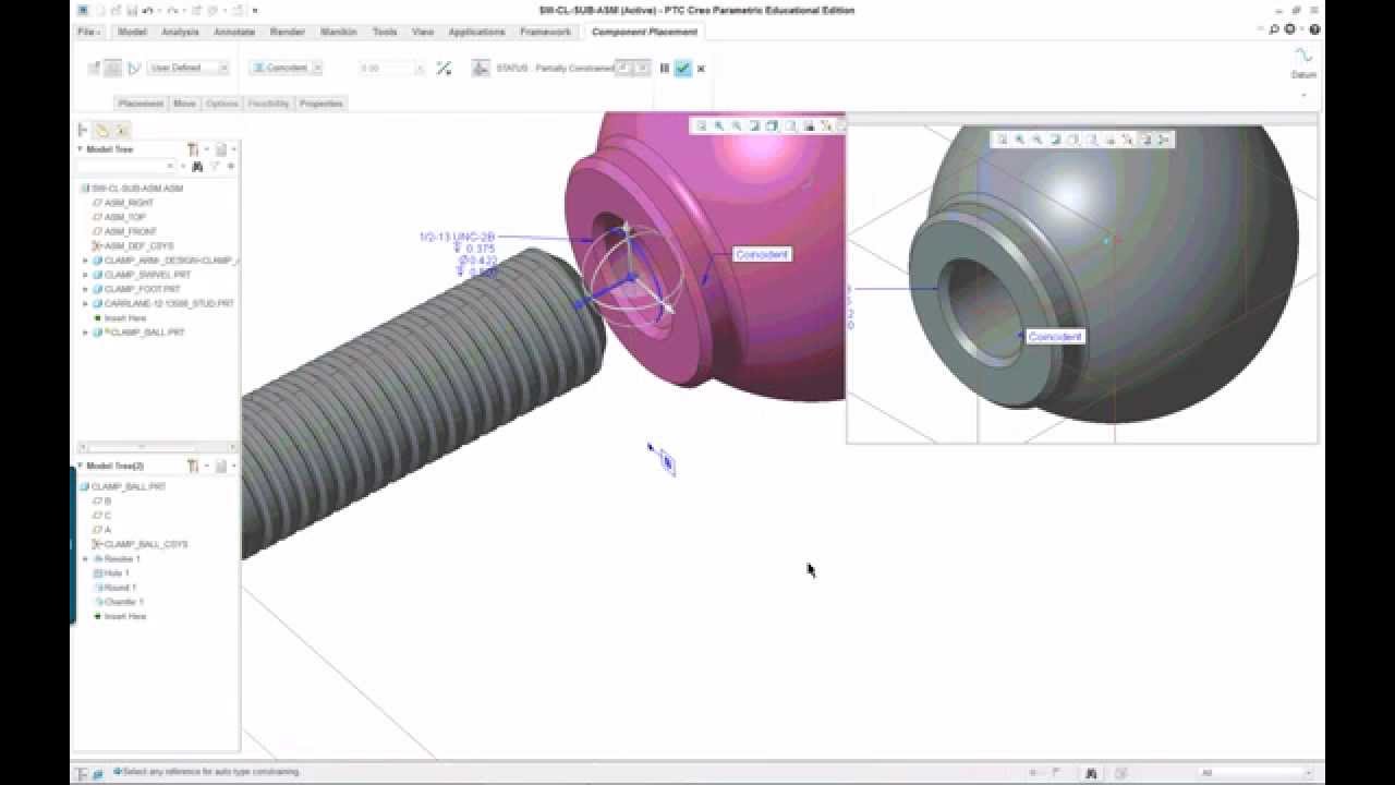 Lesson 8 pt1 Sub-assembly PTC Creo Parametric 3.0