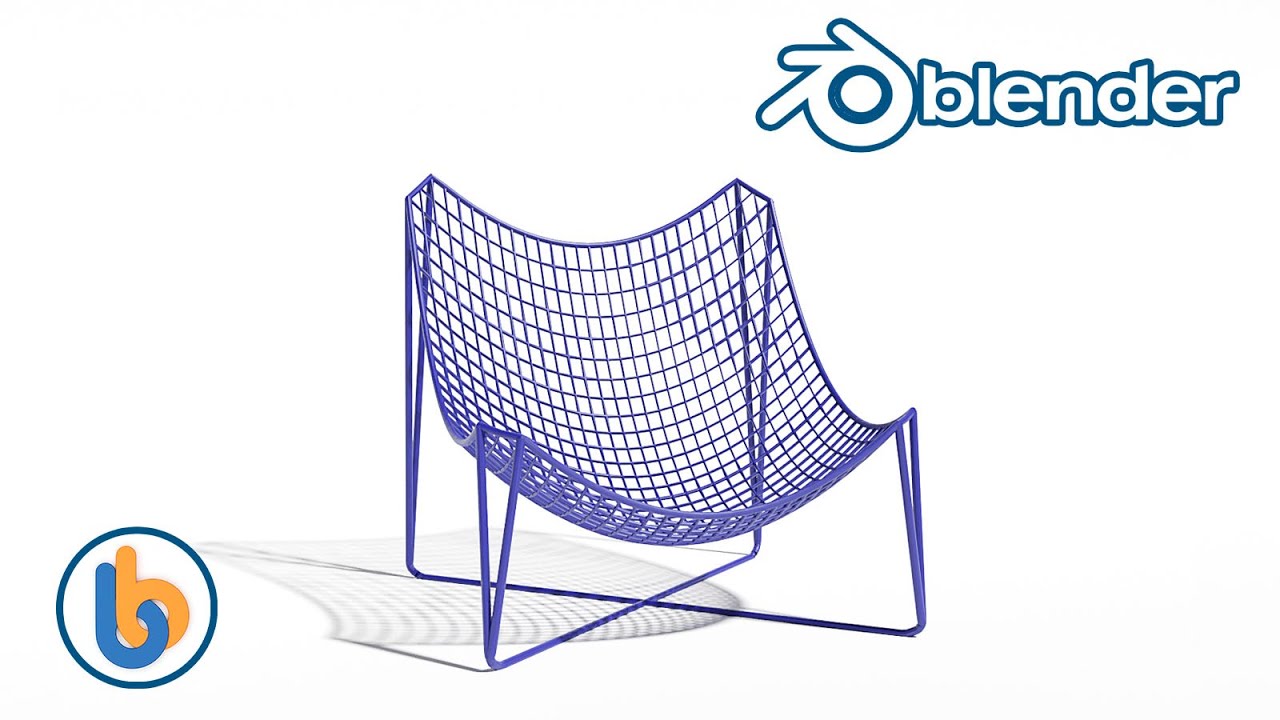Wire chair design and 3D modeling in Blender with curve Bevel - tutorial timelapse